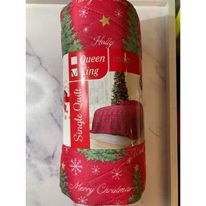 Madison Layne Collection Queen King Holiday Tree Christmas Quilt Red Green